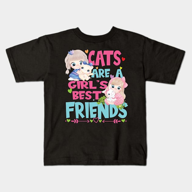 Cats Are A Girls Best Friend - Cat Lover Cat Owner Funny For Any Cat Breed Kids T-Shirt by Envision Styles